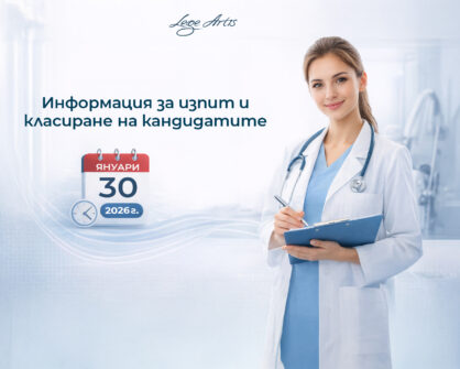 Информация за изпит и класиране на кандидатите